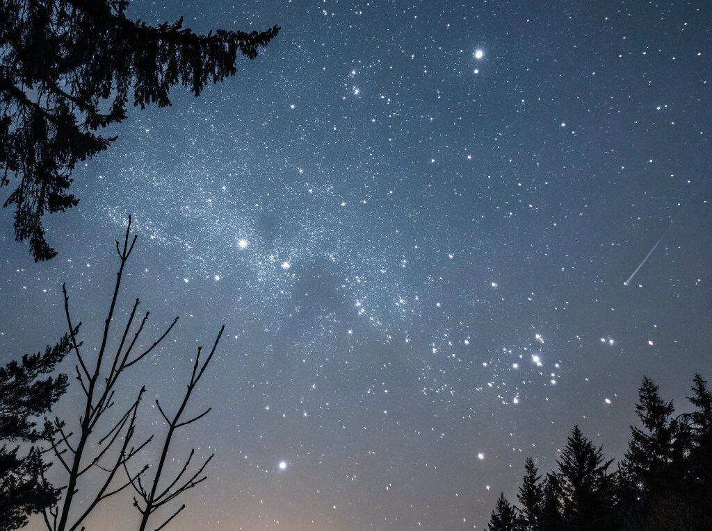 Céu noturno sereno com uma lua cheia iluminando a Terra, cercada por estrelas, representando a fase lunar em 20 de janeiro de 2025.