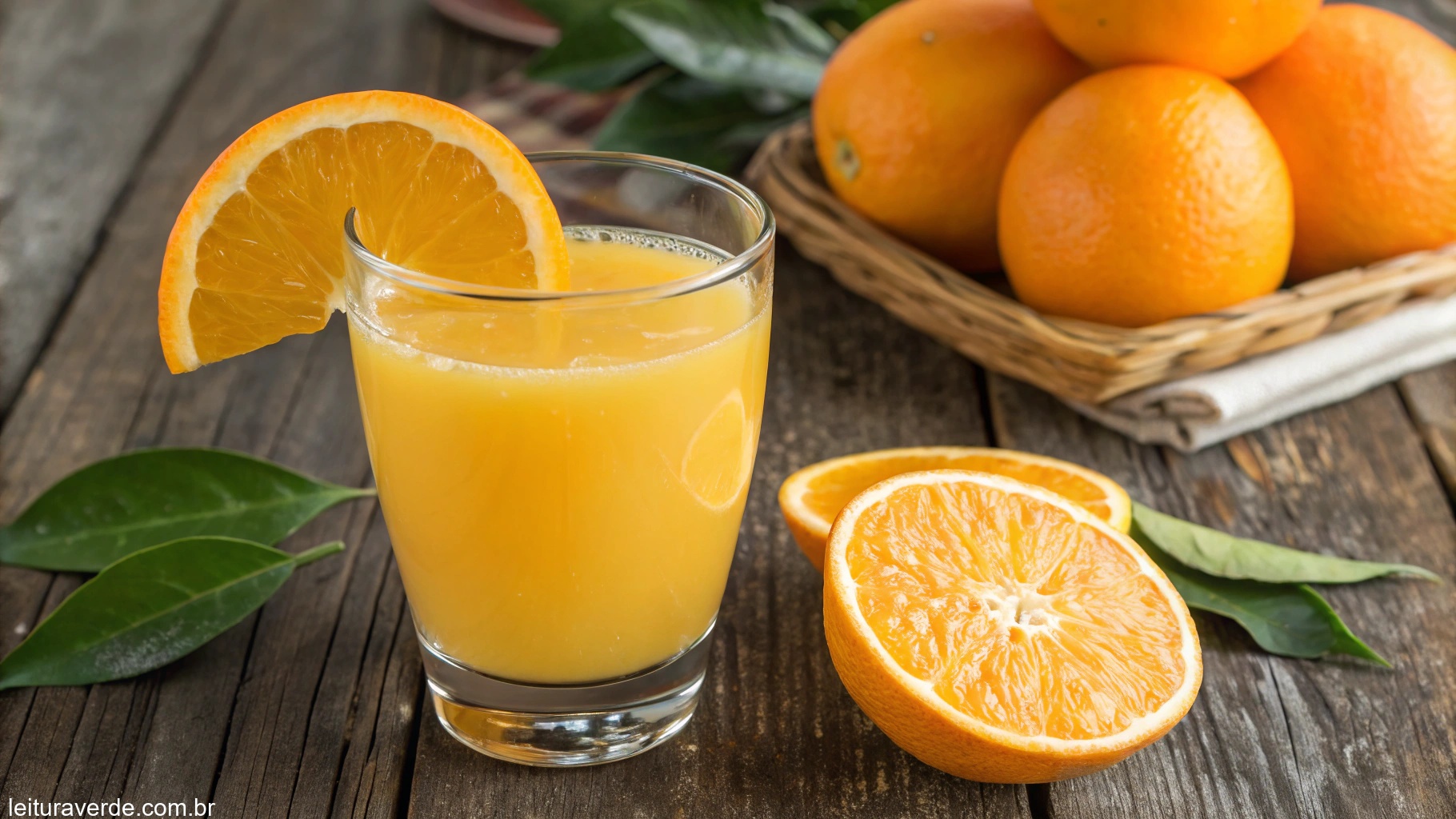 Glass of orange juice with an orange slice, showcasing its nutritional value.